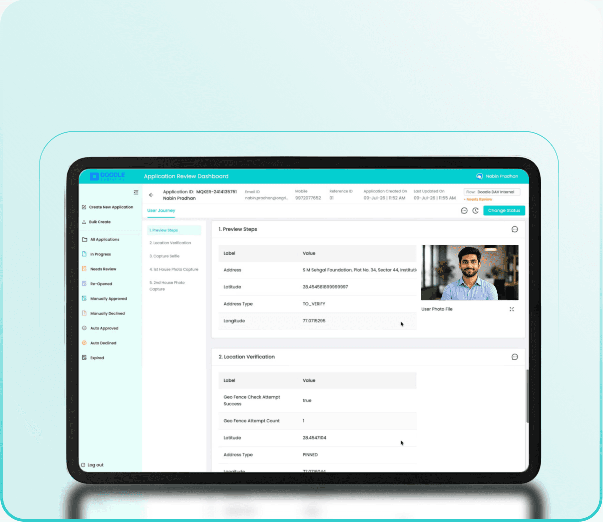 Digital address verification dashboard